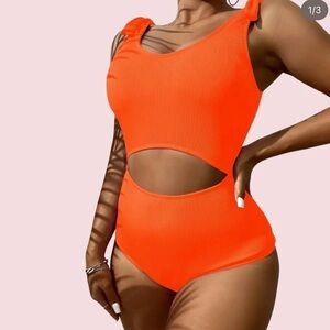Vibrant Orange Cutout Swimsuit Size L